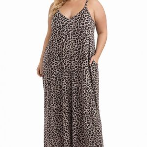 🐆 Zenana Brown and Taupe Sexy Leopard Print Maxi Slip Dress 2X